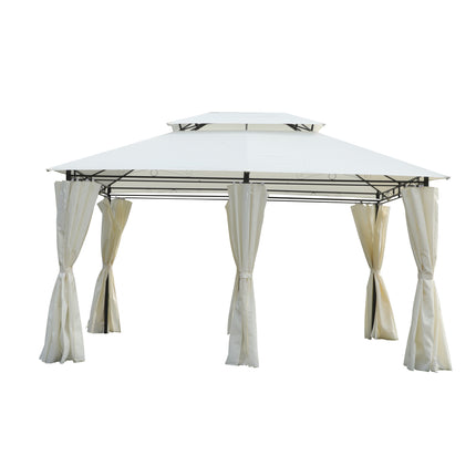 13x10 Outdoor Patio Gazebo Tent with Ventilated Double Roof and Sidewall (Detachable Curtains on All Sides), for Lawn, Garden, Backyard, and Deck, Beige