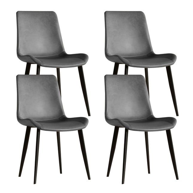 Modern Dining Chairs Set of 4, Gray PU Leather Metal Chairs for Kitchen or Dining Room, Ergonomic Design with Golden Steel Frame