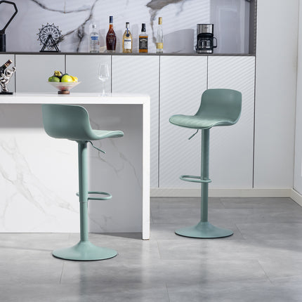 Bar Stools Set of 2 - Height Adjustable Swivel Counter Height Barstools with Back, Armless PU Leather Kitchen Island Chairs, Sturdy Large Base for Home/Bar/Restaurant-Mint Green