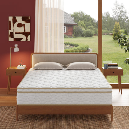 TALVONI Made in USA - 12' Queen Euro Top Pocket Coil and Cooling Gel Memory Foam Highly Breathable Quilted Cover Hybrid Mattress, Pressure Relief, and Motion Isolation, CertiPUR-US in a Box
