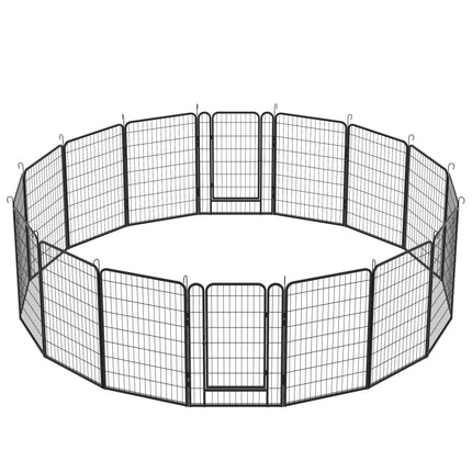 16 Panels Heavy-Duty Metal Playpen with Door, 39.37' H Dog Fence Pet Exercise Pen for Outdoor, Indoor