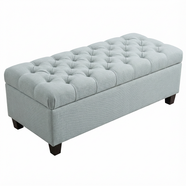 50.25' Storage Ottoman Bench - baby Blue Storage Bench End of Bed with Safety Hinges, Footrest Stool for Living, Dining Room, Entryway and Hallway