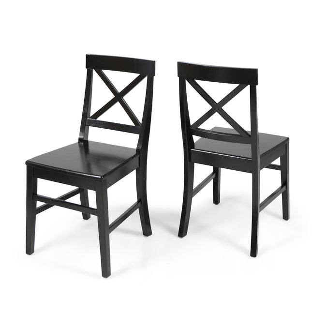 Plethora Dining Chair with X-Shaped Back, Set of 2, Black