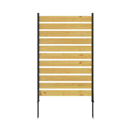 Goodyo Outdoor Cedar Wood Privacy Screen for Pool and Equipment Enclosures, Black and Natural, Metal & Wood, 72.8'H x 38.5'W
