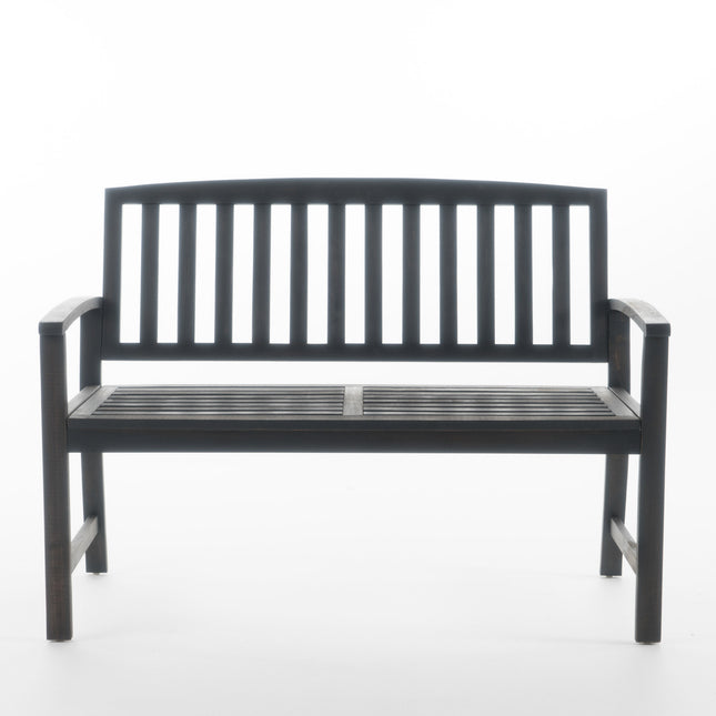 Farmhouse Style LOJA Bench Outdoor Seating Dark Gray Acacia Wood 48.82 Inch