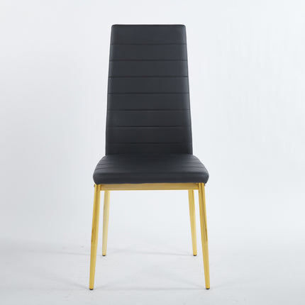 Golden Leg Dining Chair Set of 4, Black Seat with Metal Frame, Elegant Modern Design