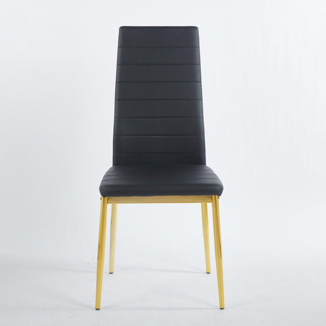 Golden Leg Dining Chair Set of 4, Black Seat with Metal Frame, Elegant Modern Design