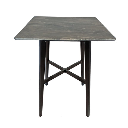Modern Bar Height 42' Dining Table, Rubberwood Legs and Laminate Table Top, Paladina Marble Finish, Black