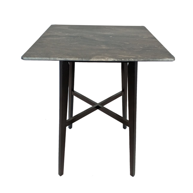 Modern Bar Height 42' Dining Table, Rubberwood Legs and Laminate Table Top, Paladina Marble Finish, Black