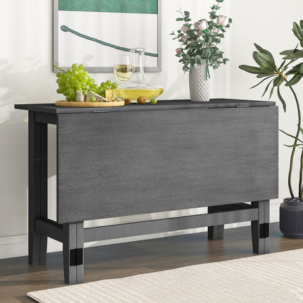 TOPMAX Farmhouse Wood Extendable Dining Table with Drop Leaf for Small Places, Gray(OLD SKU:N717P195019)
