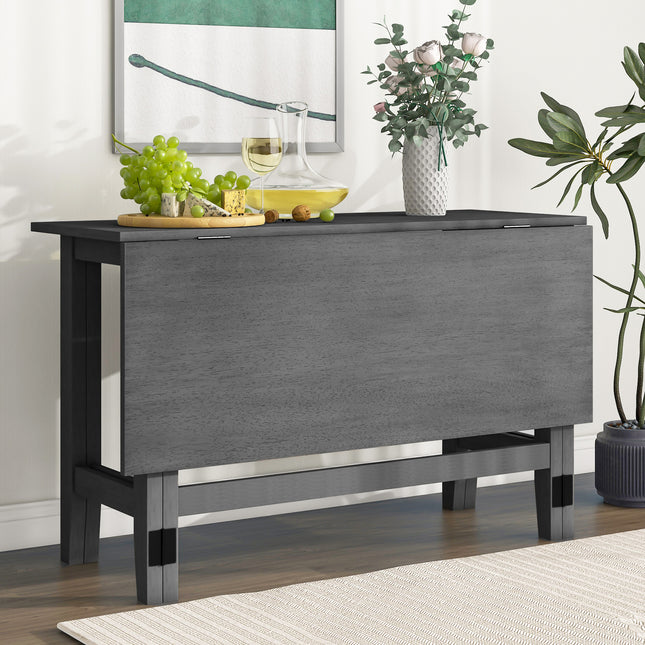 TOPMAX Farmhouse Wood Extendable Dining Table with Drop Leaf for Small Places, Gray(OLD SKU:N717P195019)