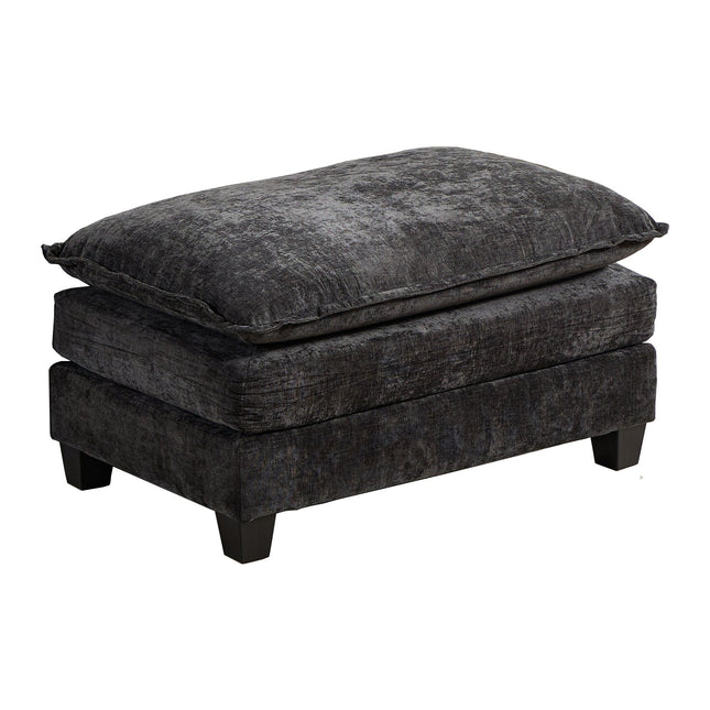 Cloud Sofa Ottoman only, Modern Sectional Couch, for Living Room Bedroom and Apartment, Comfy Double Layer Upholstered Seat Cushion, Breathable Chenille Fabric, Black