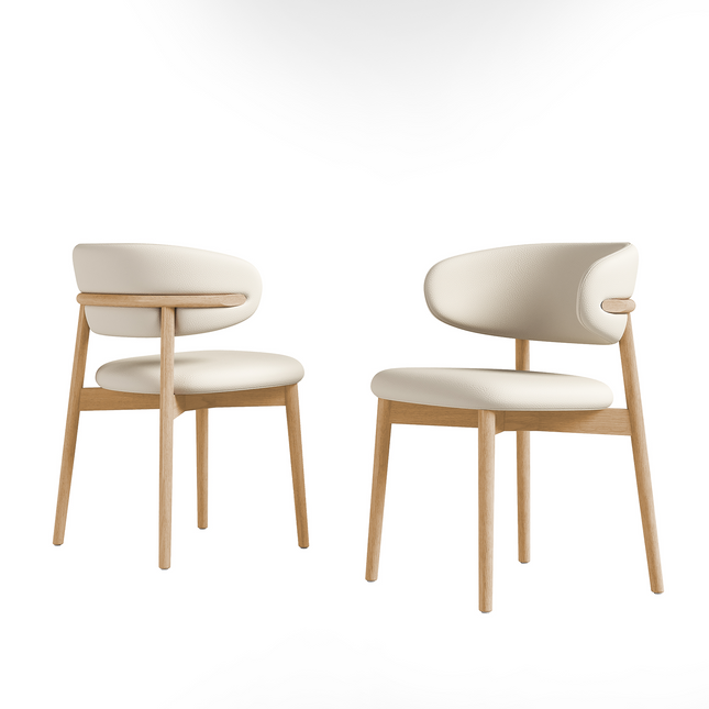 Mid-Century Modern Wooden Dining Chair Set of 2 – Natural Wood Finish, Comfortable & Durable, Ideal for Dining Room, Kitchen, or Living Room