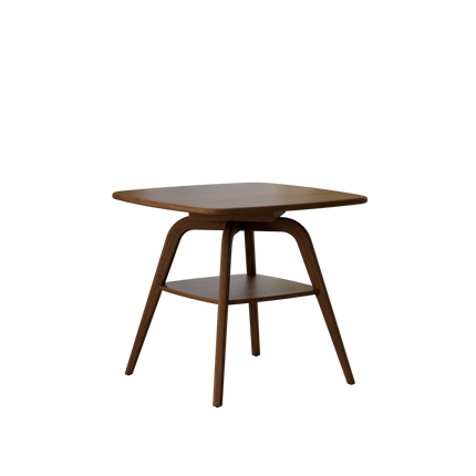 Modern Wooden Dining Table with Storage Shelf, Walnut Finish