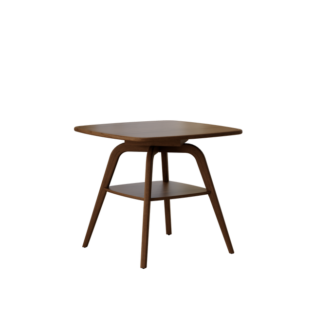Modern Wooden Dining Table with Storage Shelf, Walnut Finish