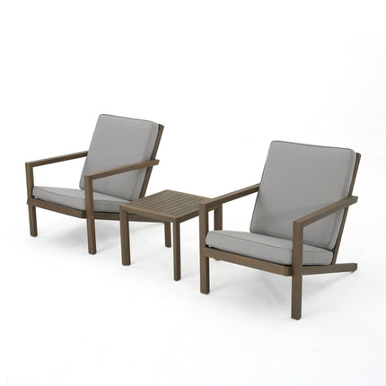 Celestaria 3-Piece Outdoor Chat Set with Adirondack Chairs, Cushions and Side Table, Grey