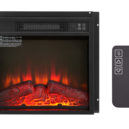 Electric Fireplace Insert 18' 1400W 120V ,Equipped with remote control, ultra thin heater with log set & realistic flame - BLACK