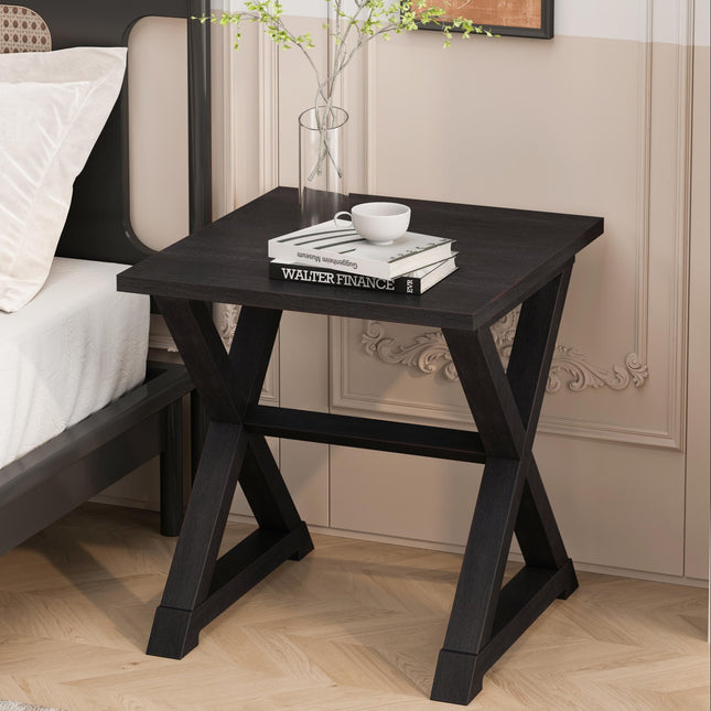 Accent Table - End - Side Table - Square - Nightstand - Black Veneer22.00 x 23.50 x 23.50 in