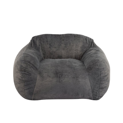 Sezze Indoor Bean Bag Chair with Shredded Foam Filling, Gray Faux Fur, 48 x 41 x 27 inches