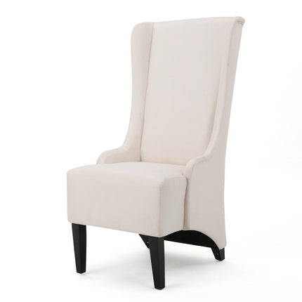 Alight Upholstered Dining Chair with High Back and Birch Wood Legs, Beige