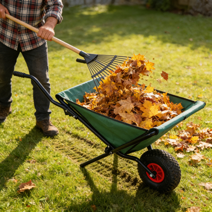 Collapsible Wheelbarrow 176 lbs Folding Yard Garden Wheelbarrow Foldable Lightweight Gardening Heavy Duty Oxford Cloth Green Lawn Cart for Grass, Leaf, Garden Supplies, 10' Pneumatic Tire
