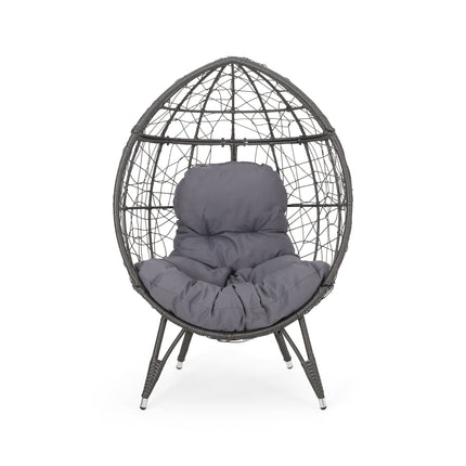 Cosmos Round Hammered Iron Teardrop Chair, Grey