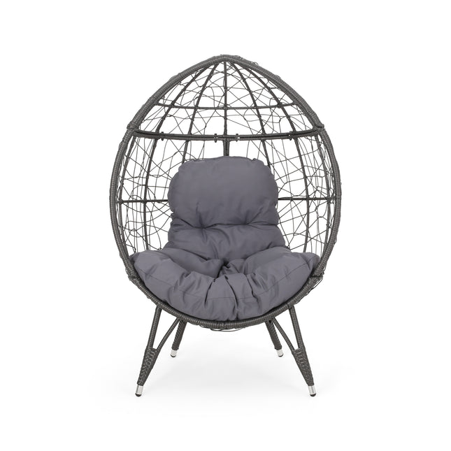 Cosmos Round Hammered Iron Teardrop Chair, Grey
