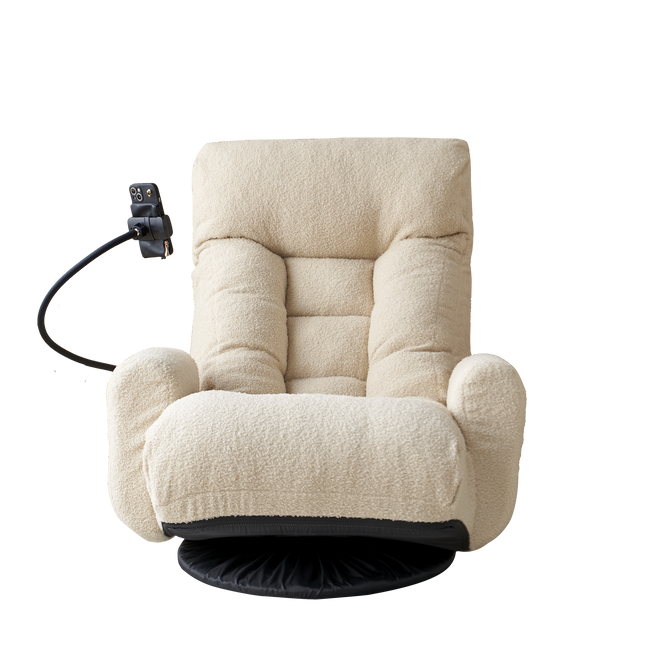 Adjustable Beige Swivel Lounge Chair with 360-Degree Rotating Seat and Headrest Support, Leisure Chair Deck Chair - Game Chair for Living Room