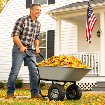 Two-wheeled cart, garden cart, 10-inch pneumatic wheels(gray)
