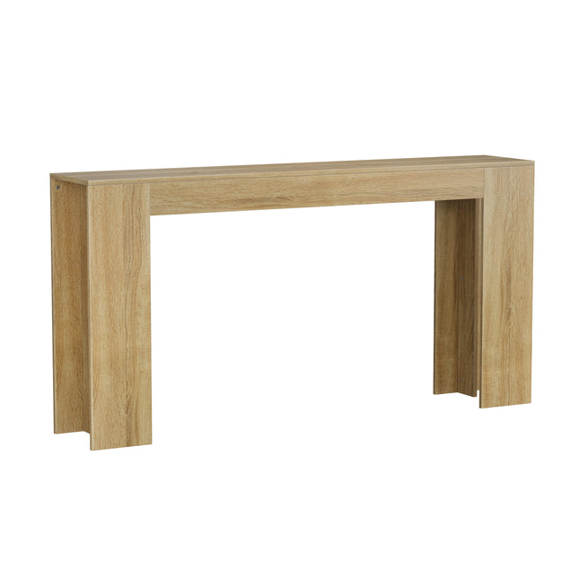 Farmhouse Style Oak-Colored Extra-Long Console Table, 62.99-Inch Entryway Table for Living Room, Hallway, or Foyer, MDF Construction