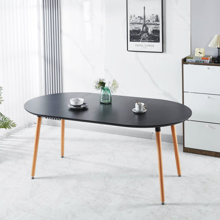 Extensible table,DINING TABLE,OFFICE TABLE,COFFEE TABLE,wood leg,MDF top,100/140/180x100x75cm,black color