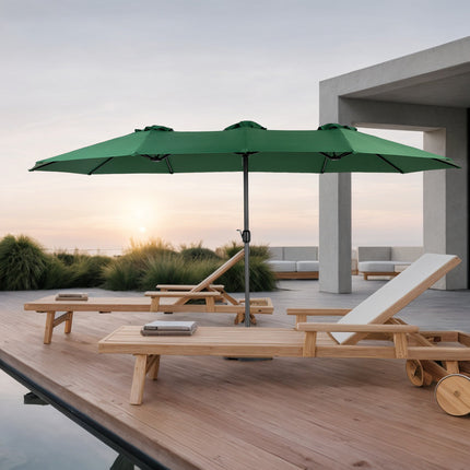 14.8 Ft Double Sided Outdoor Umbrella Rectangular Large with Crank ( Dark green)(No Base)